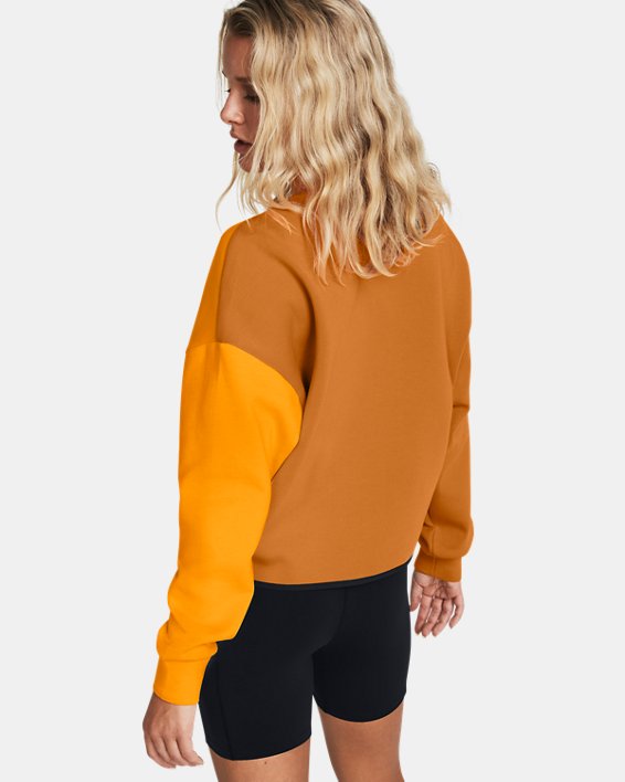 Haut court à col ras du cou UA Unstoppable Fleece pour femme, Orange, pdpMainDesktop image number 1
